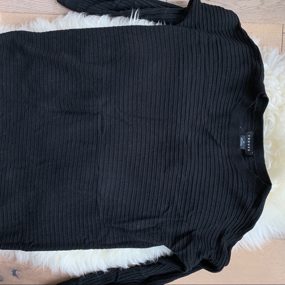 Black ribbed cotton blend sweater